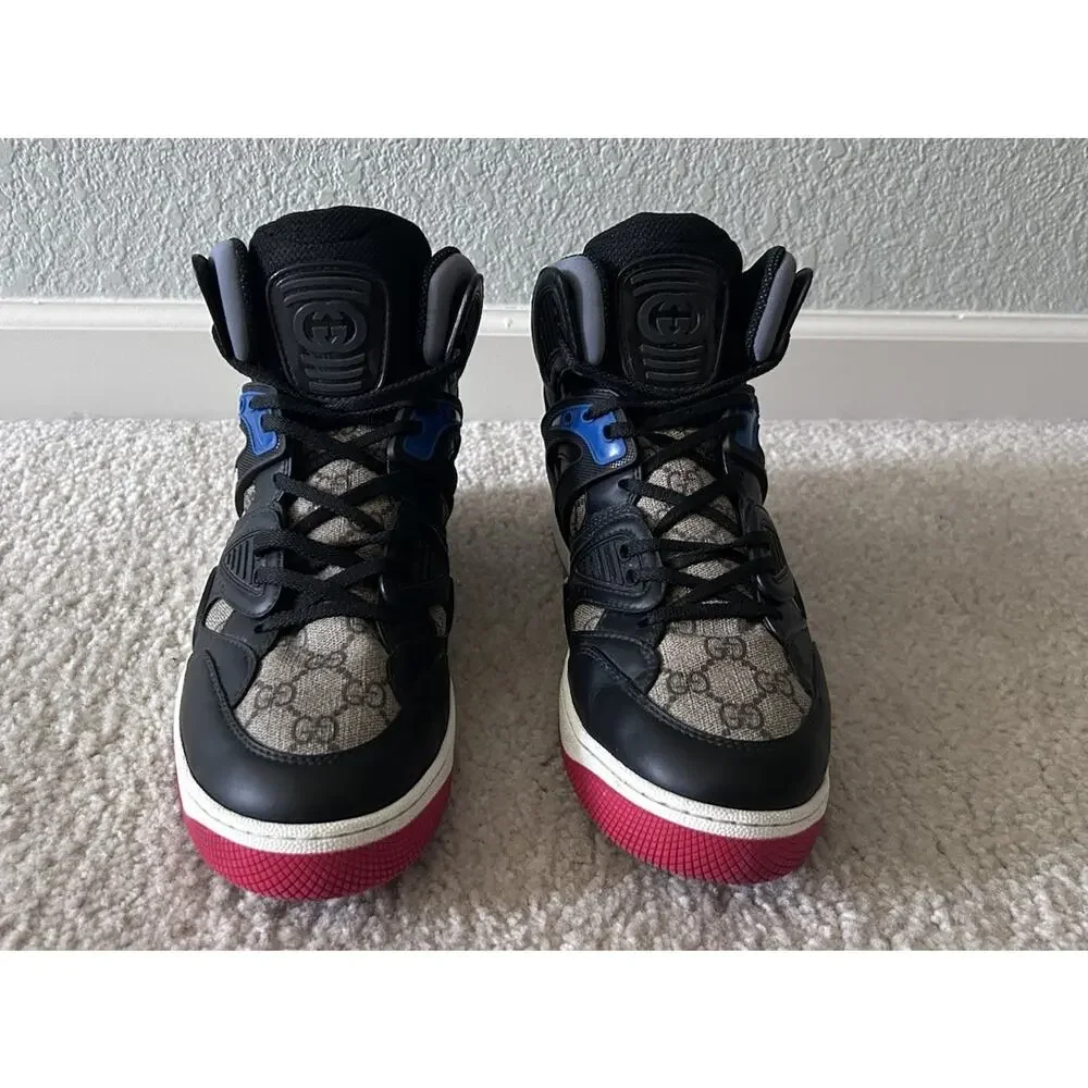 Authentic Gucci Basket high-top sneakers Demetra GG 8.5 (fits US 9.5) 673077